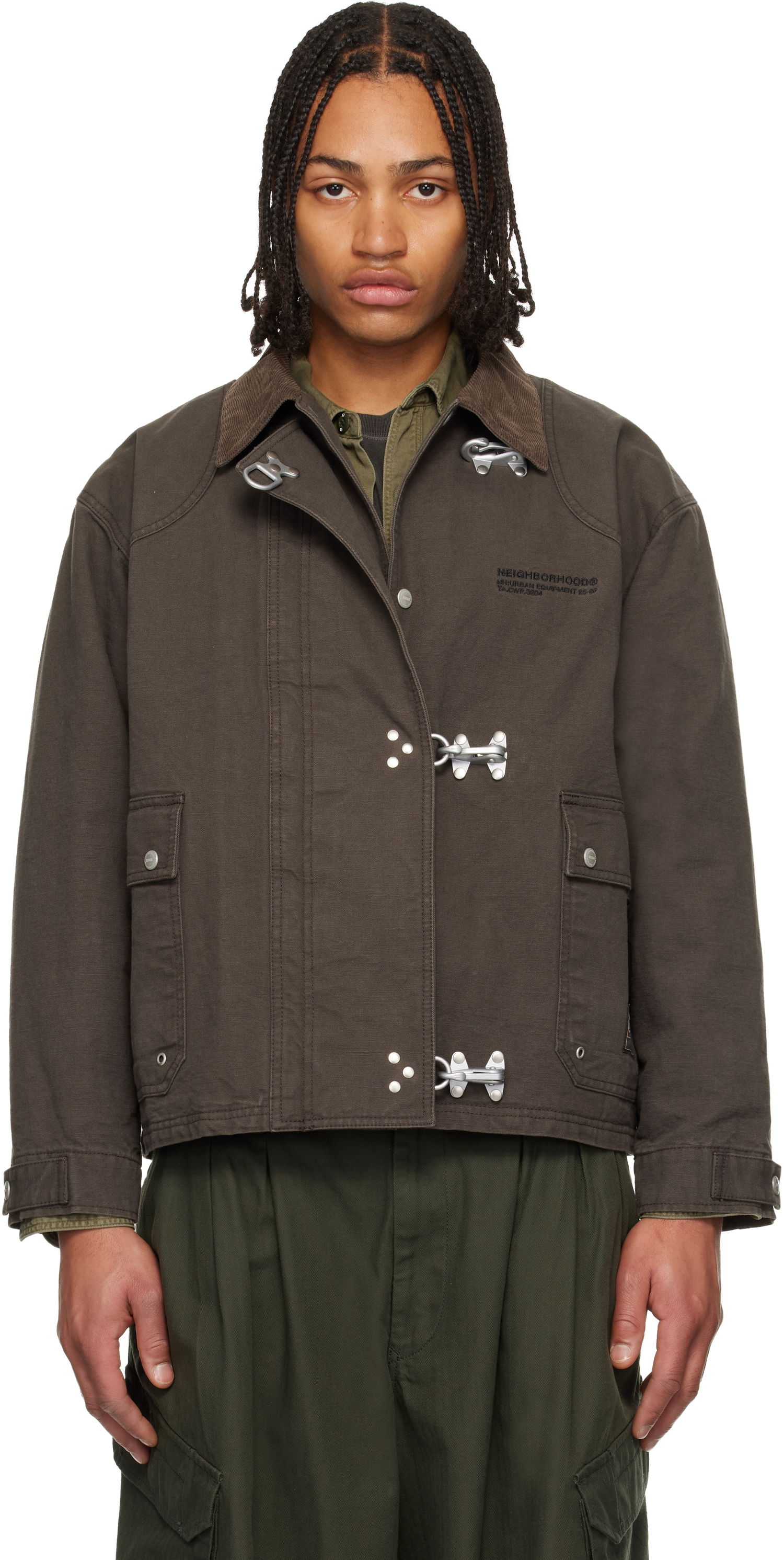 Яке Neighborhood Fireman Jacket with Toggle Closures and Corduroy Collar Кафяво | 252AQNH-JKM02, 0