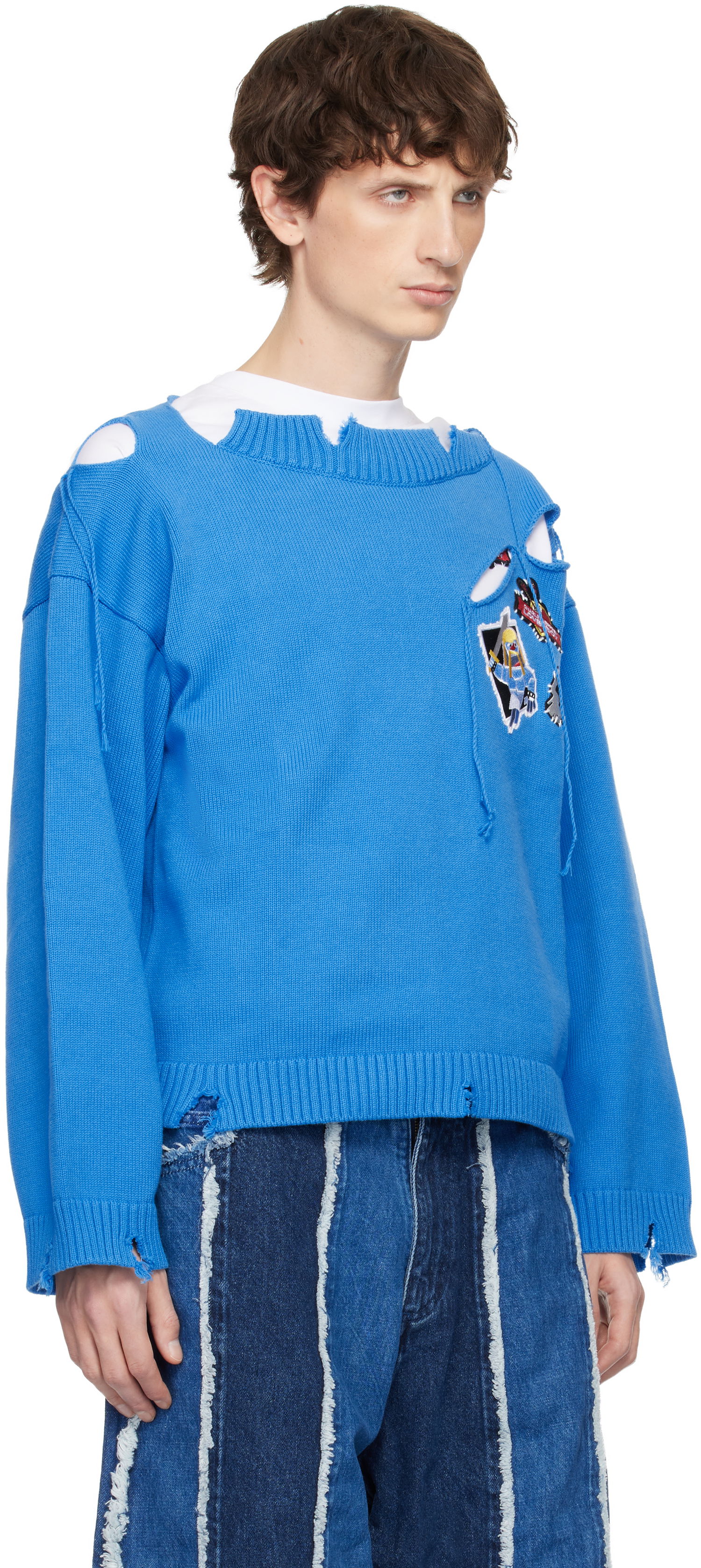 Пуловер Charles Jeffrey Loverboy Clash of Clans Edition Barbarian Patch Sweater Синьо | 054091601, 1