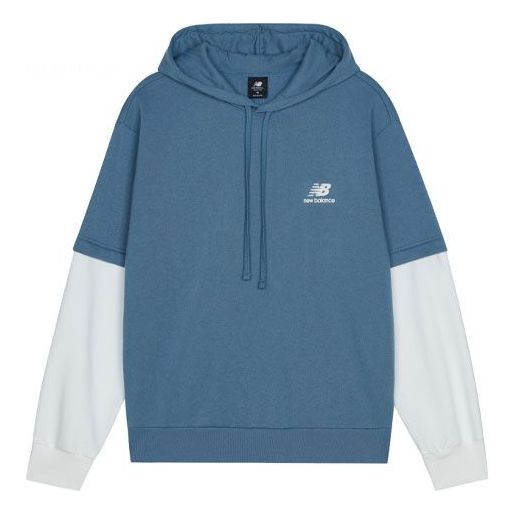 Суитчър New Balance Colorblock Shoulder Drop Hoodie Синьо | AMT13342-WAB, 0