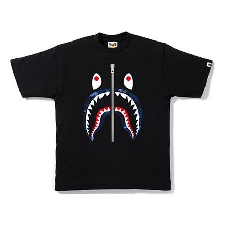 Тениска BAPE A Bathing Ape Shark Face Half Zip T-Shirt Черно | BAPE-SS18-005