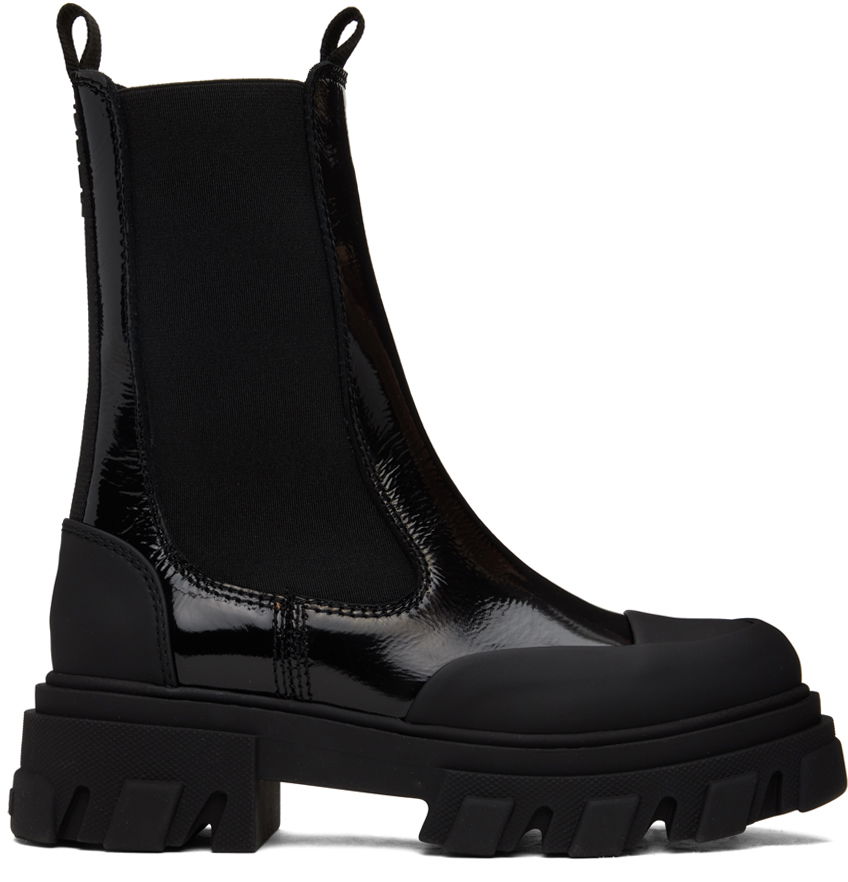 Кецове и обувки GANNI GANNI Cleated Mid Chelsea Boots Черно | S2580, 0