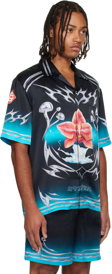 Риза Casablanca Casablanca Blades Orchid Mushroom Gradient Short Sleeve Silk Satin Shirt Многоцветен | M-AW25-SH-003-03, 1