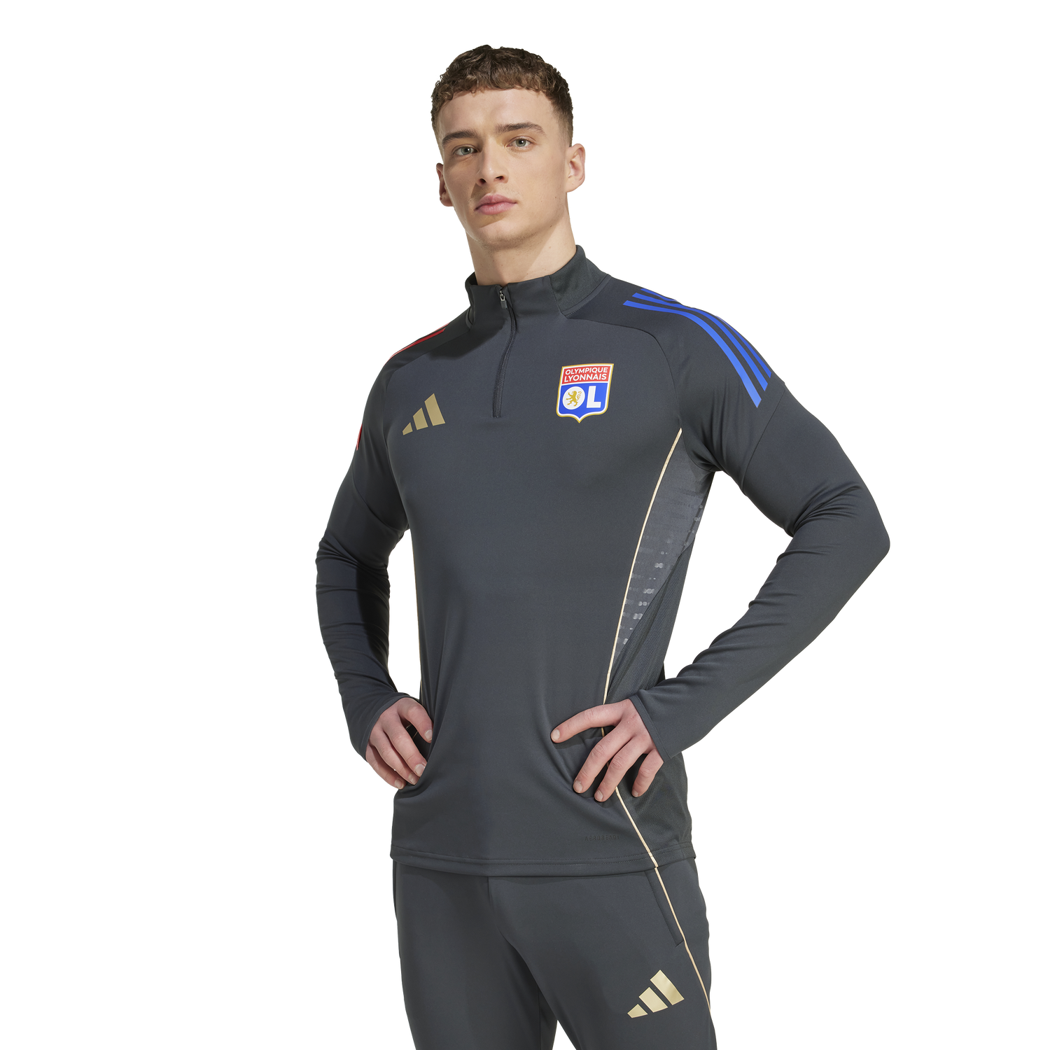 Суитчър adidas Performance Olympique Lyon Tiro 25 Competition Training 1/4 Zip Top Сиво | JL7747, 1