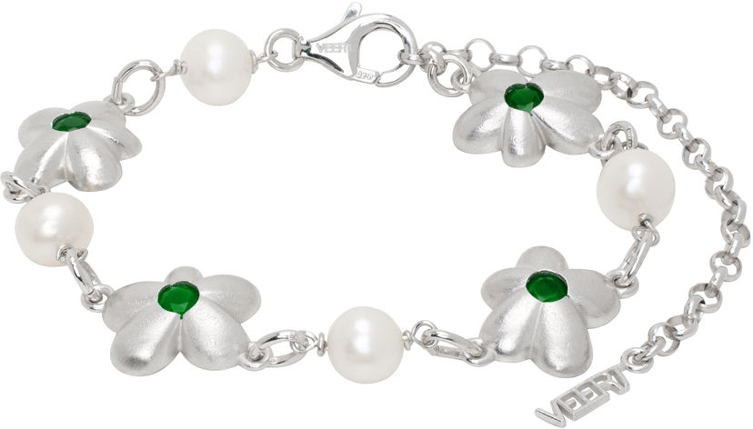 Гривна VEERT Flower Bracelet With Pearls Металик | BR04RH-WG