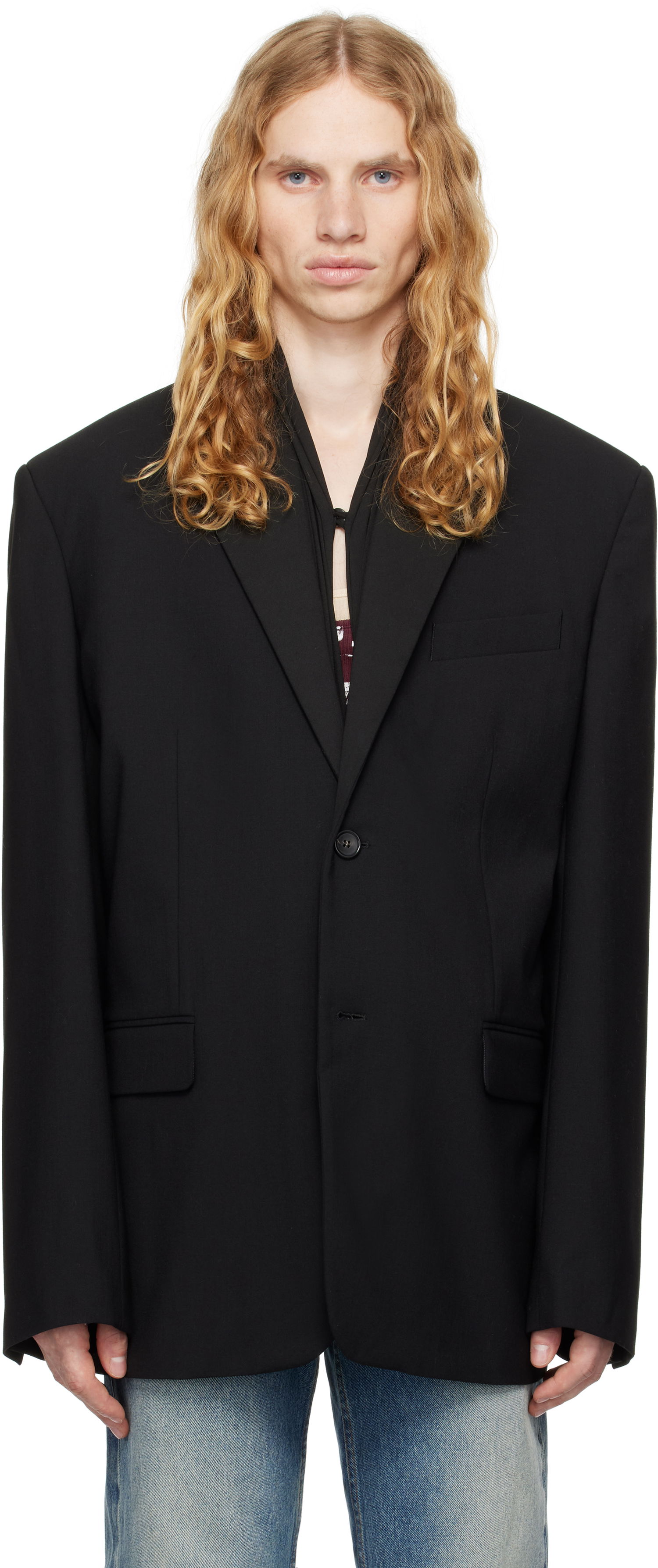 Яке Y/PROJECT Draped Lapel Blazer Черно | 201BL008, 0