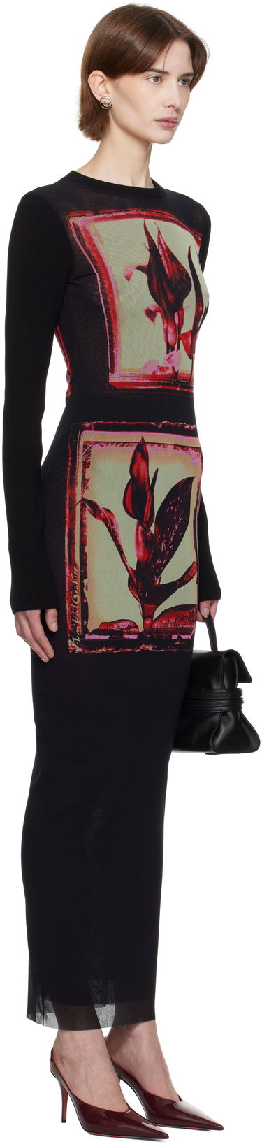 Pокля Jean Paul Gaultier Jean Paul Gaultier Flowers Cadres Maxi Dress Черно | 25/33-F-RO359-T579-002142, 1