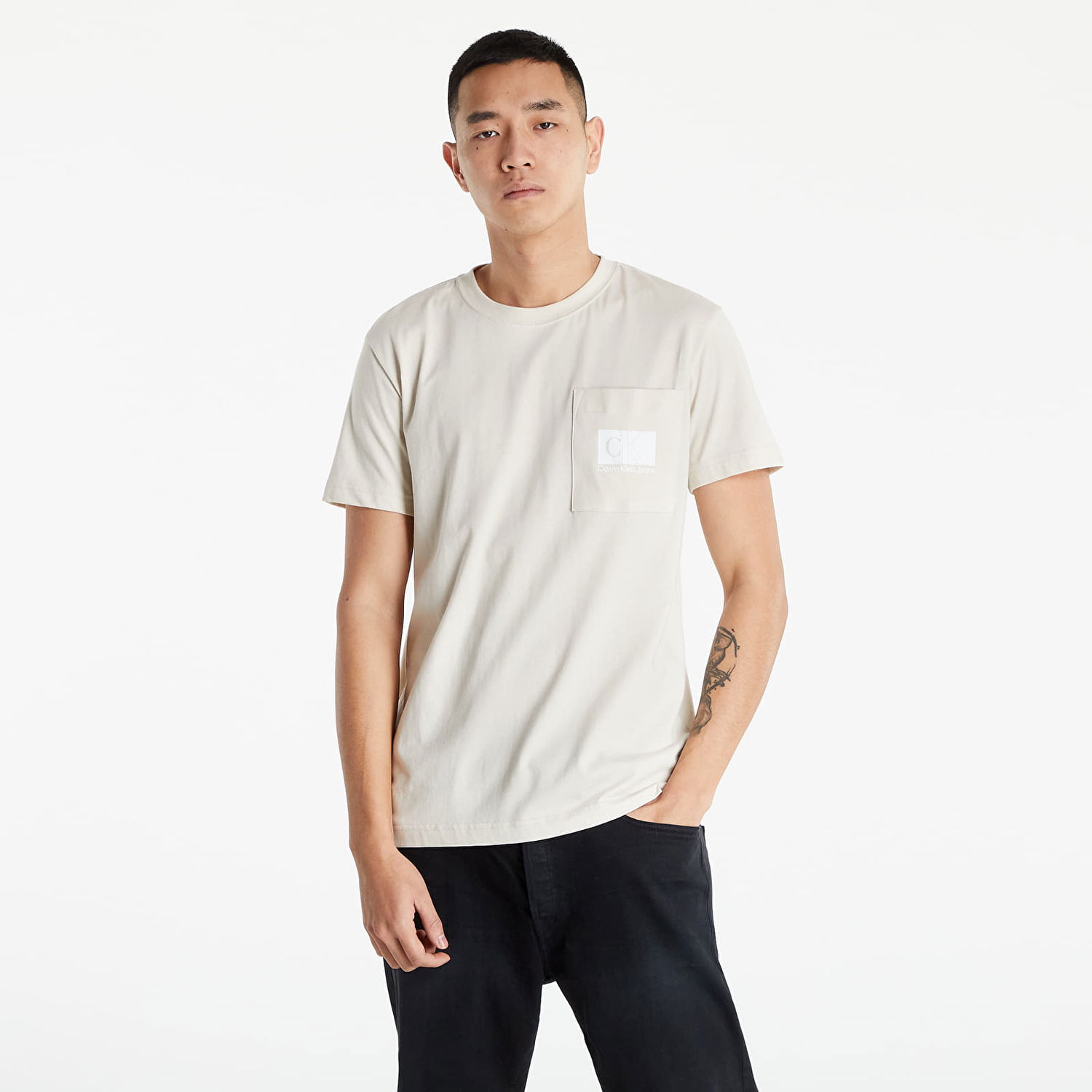 Тениска CALVIN KLEIN Jeans Monogram Box Pocket Tee Бежово | J30J320182 ACF, 0