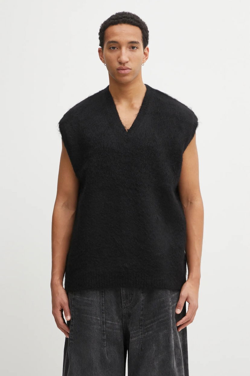 Жилетка Needles Needles V-Neck Wool Blend Fuzzy Knit Vest Черно | RW359