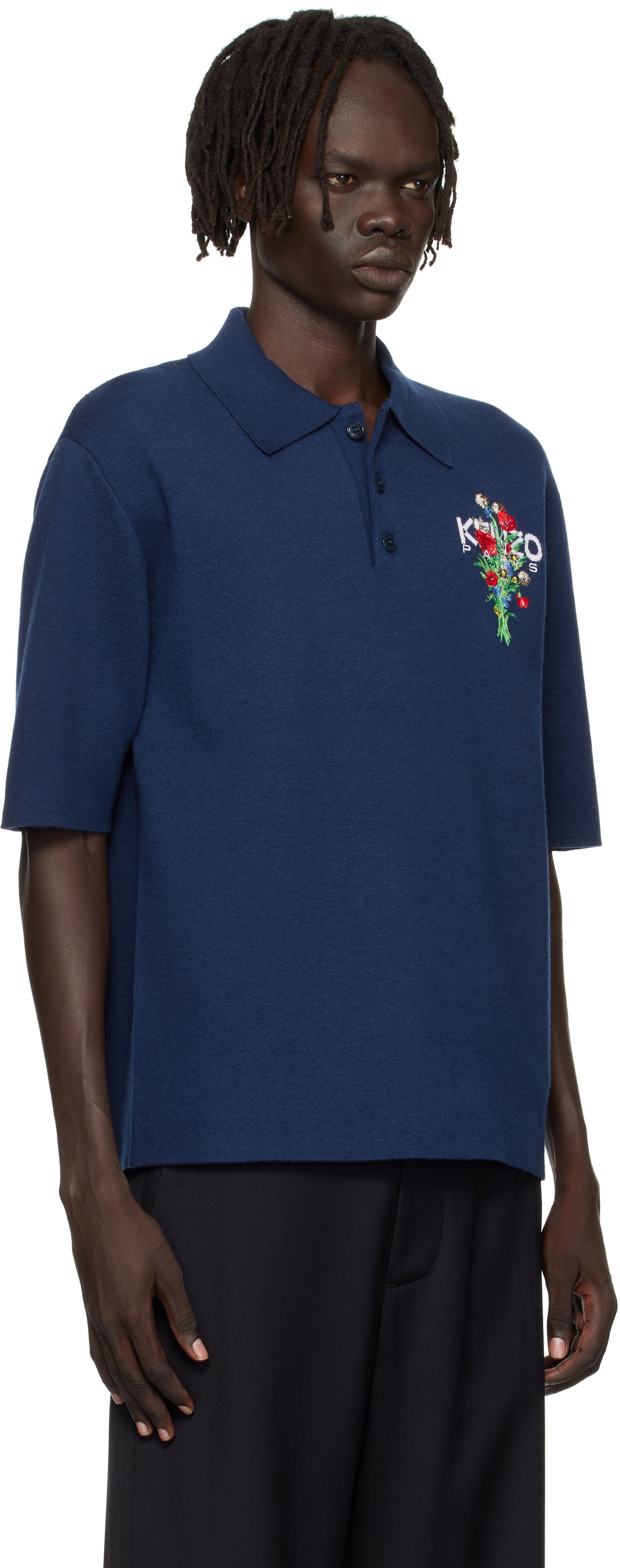 Поло тениска KENZO Kenzo 'KENZO Archive Bouquet' Embroidered Polo Shirt Тъмно синьо | FF65PO7633BG, 1