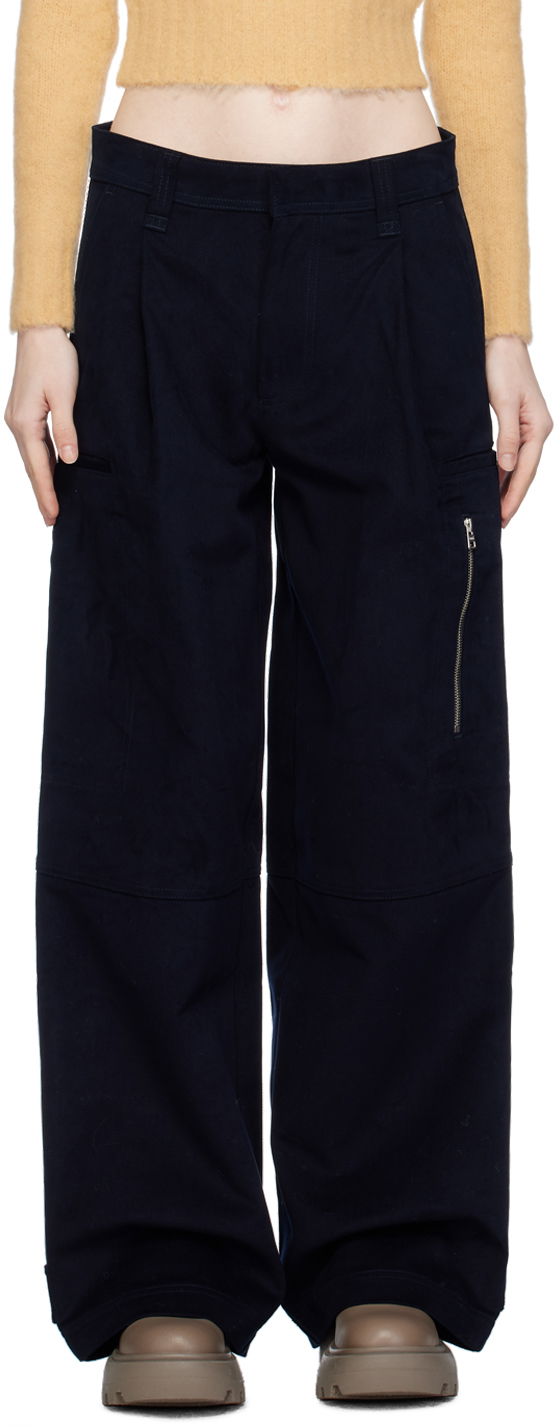 Карго панталони AMI Pleated Cargo Pants Тъмно синьо | FTR301.CO0052, 0
