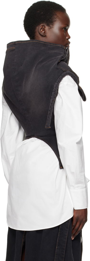 Съкратен топ Ottolinger Ottolinger Draped Denim Corset Top Черно | 2217010111, 2
