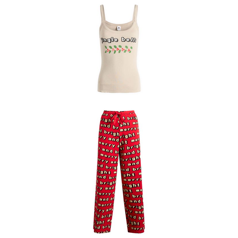 Пижама SKIMS CPFM Tank Top & Modal Waffle Pant Sleep Set Jingle Bells Многоцветен | ST-SET-10059W-STJ