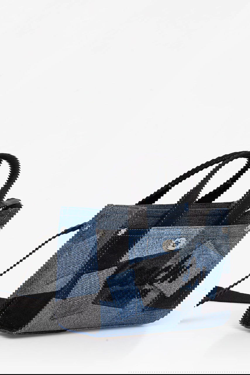 Голяма пазарска чанта Coach Coach Denim Patchwork Tote Bag Синьо | CAO32, 1