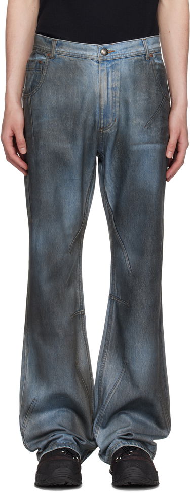 Дънки Andersson Bell Andersson Bell Dirty Spray Washed Wide Leg Jeans Синьо | apa815m, 0