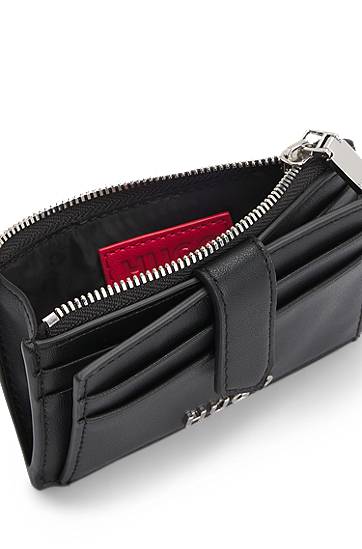 Портфейл BOSS HUGO Faux-Leather Card Holder with Logo Lettering Черно | 50541705, 1