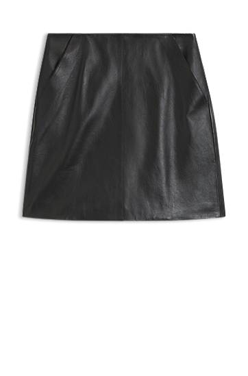 Пола BOSS Front-seam skirt in nappa leather Черно | 50552202, 0