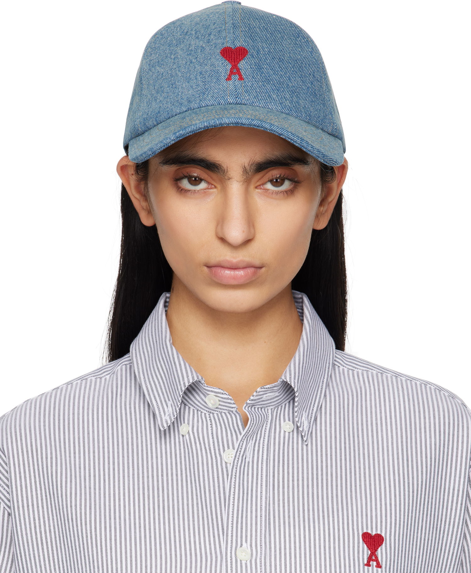 Шапка с козирка AMI AMI Paris Cotton Ami de Coeur Baseball Cap Синьо | UCP116.DE0046, 0