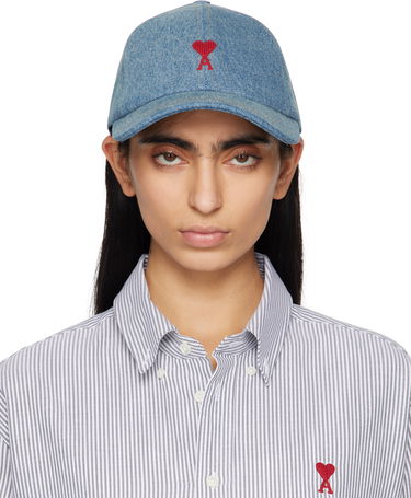Шапка с козирка AMI AMI Paris Cotton Ami de Coeur Baseball Cap Синьо | UCP116.DE0046, 0
