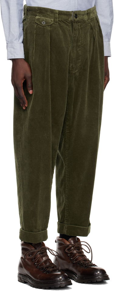 Панталони BEAMS BEAMS PLUS 2 Pleats Corduroy Trousers Зелено | 38230099874, 1