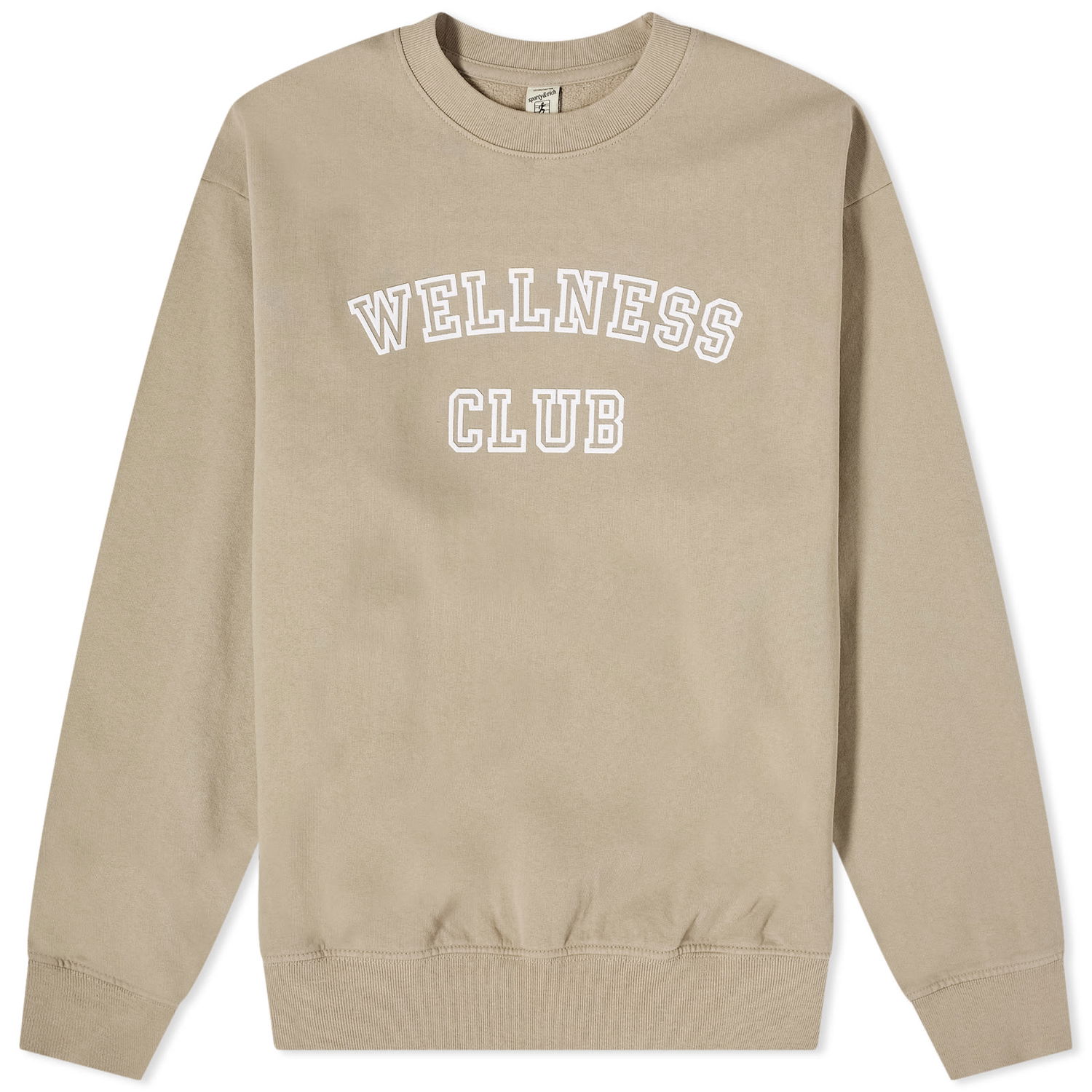 Пуловер Sporty & Rich Wellness Club Flocked Crew Sweat Бежово | CRAW2340EL, 0