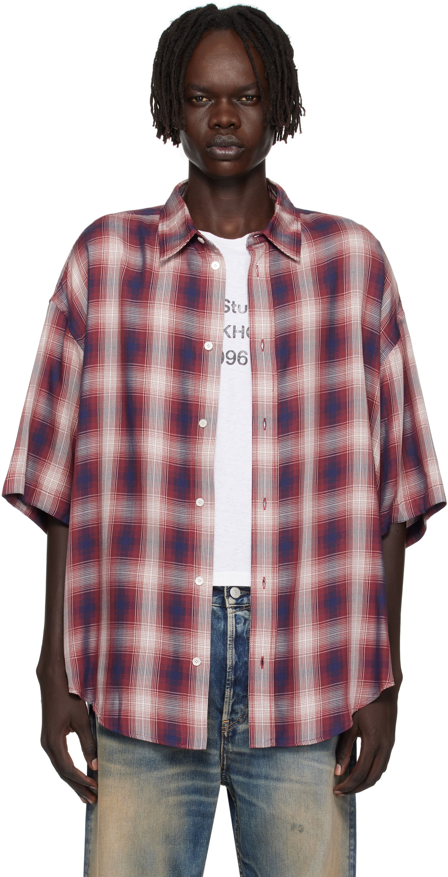 Риза Acne Studios Acne Studios Checked Button-Up Shirt Червено | CB0116-, 0