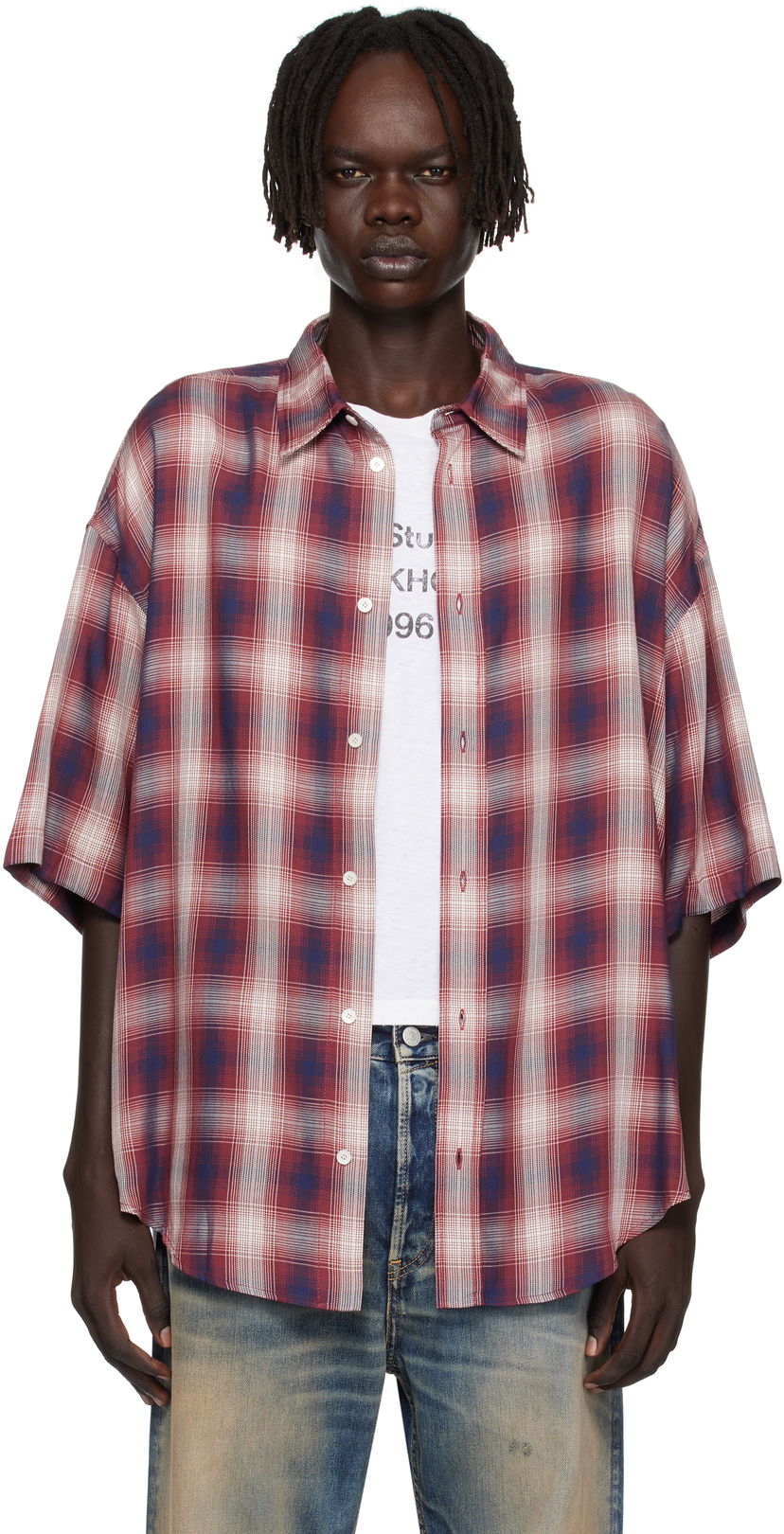 Риза Acne Studios Acne Studios Checked Button-Up Shirt Червено | CB0116-