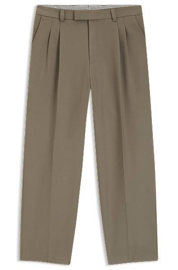 Панталони BOSS Relaxed Fit Double Pleat Trousers Зелено | 50551532, 0