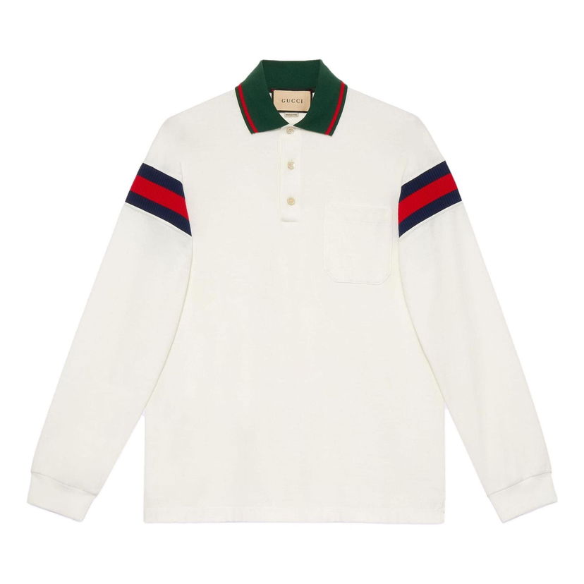 Поло тениска Gucci Gucci Jersey Polo With Web Detail Бяло | 715268-XJETR-9088