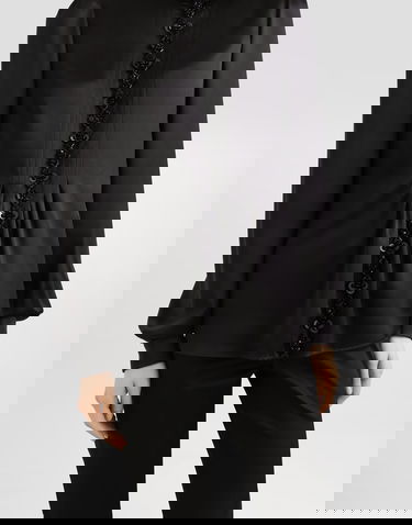 Риза Dolce & Gabbana Dolce & Gabbana Silk Satin Rosette Embellished High-Neck Blouse Черно | F7BA6ZFU1AUN0000, 3