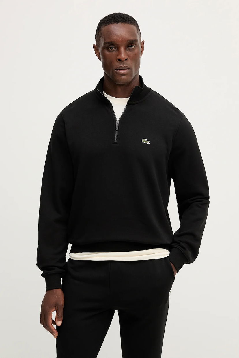 Суитчър Lacoste Lacoste Men's Quarter-Zip Sweatshirt Черно | SH9774