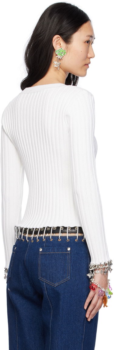 Пуловер Chopova Lowena Chopova Lowena Daffy Ribbed Knit Cardigan Бяло | 5151, 2