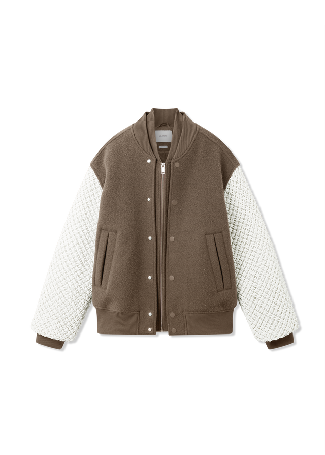 Varsity Jacket with Knit Sleeves