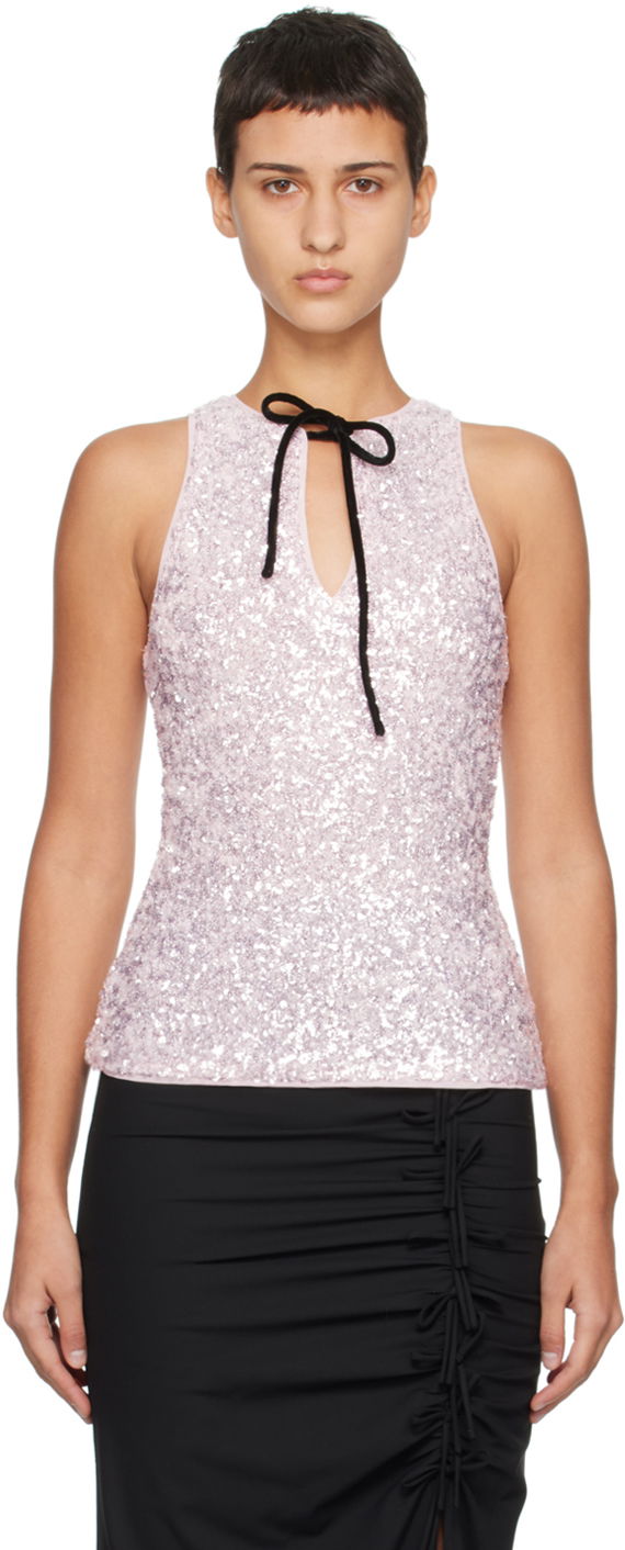 Потник GANNI Sequined Tank Top Розово | F8626, 0