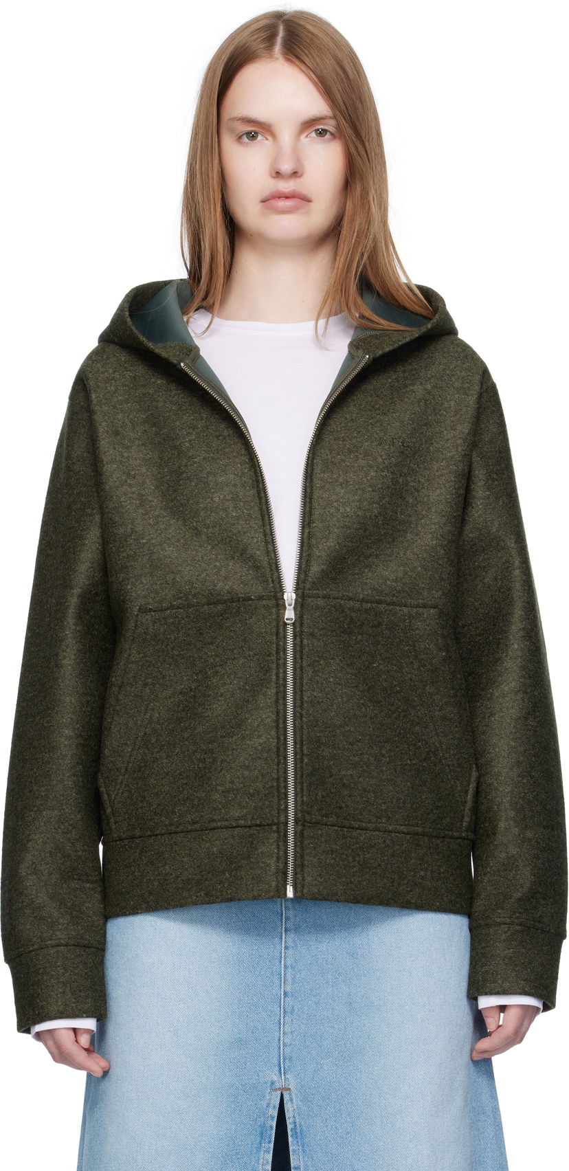 Суитчър A.P.C. A.P.C. Alvin Wool Zip-Up Hoodie Зелено | PSAFU-M27993