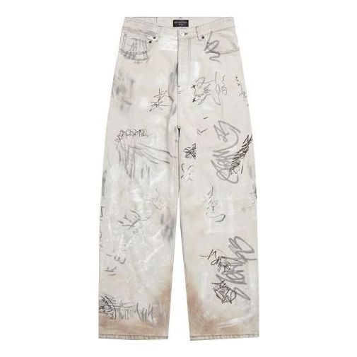Дънки Balenciaga Baggy Pants Graffiti Бяло | 745223TBP475411, 0