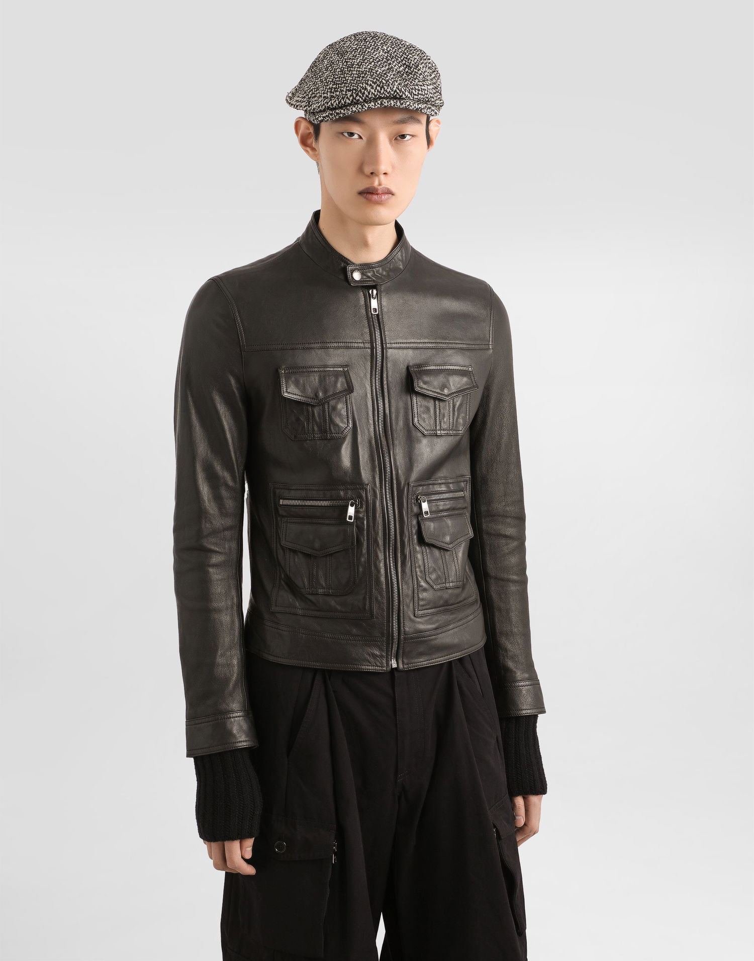 Яке Dolce & Gabbana Dolce & Gabbana Leather Moto Jacket With Pockets Черно | G9BGGLHULVSN0000, 1