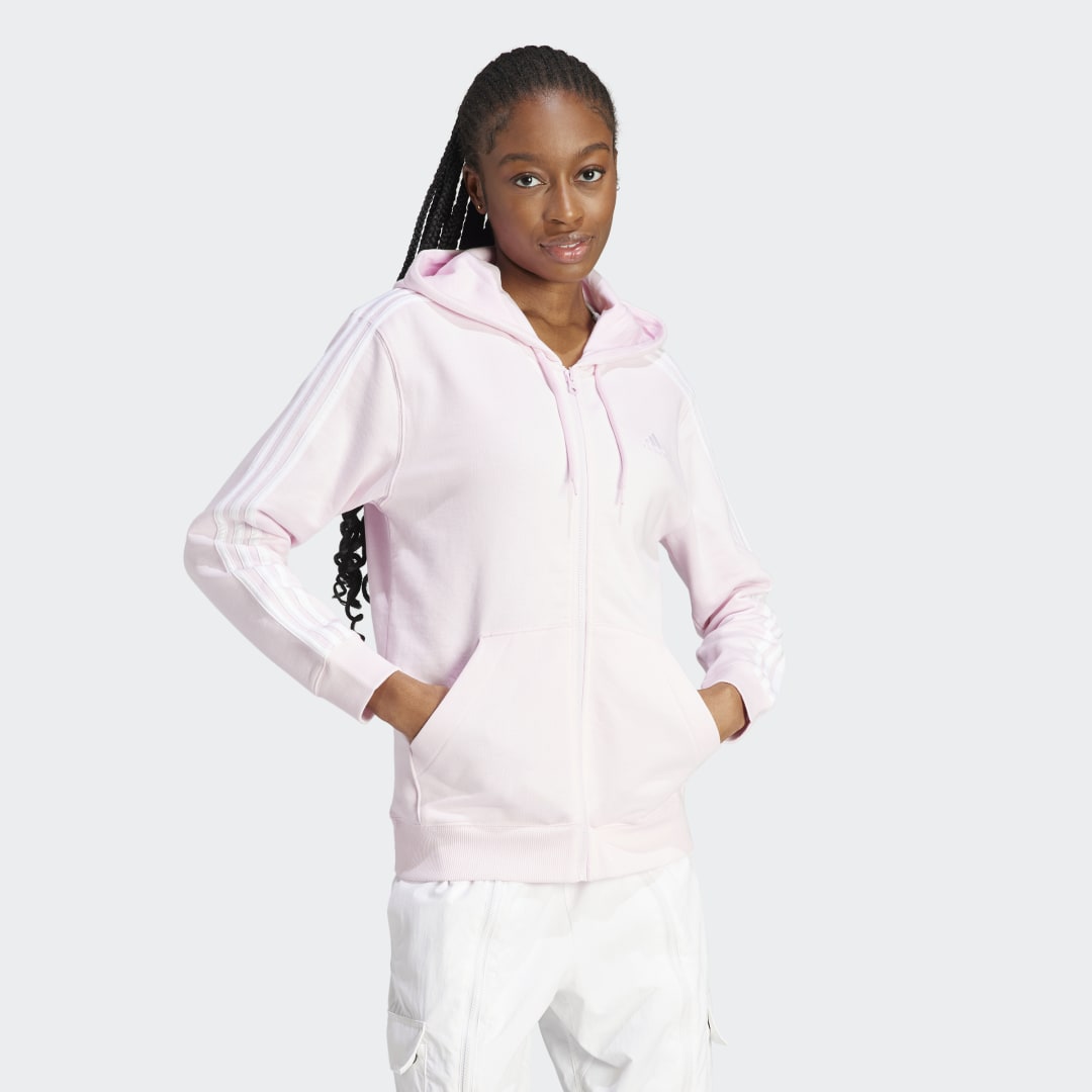 Суитчър adidas Originals Essentials 3-Stripes French Terry Regular Full-Zip Hoodie Розово | IL3418, 1