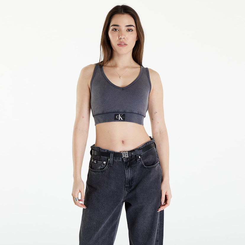 Потник CALVIN KLEIN Label Washed Rib Crop Top Сиво | J20J223109 PT2