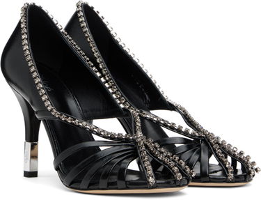 Кецове и обувки CHLOÉ Chloé Leonie Crystal-Embellished Slingback Heels Черно | CHC25S07LPP, 3