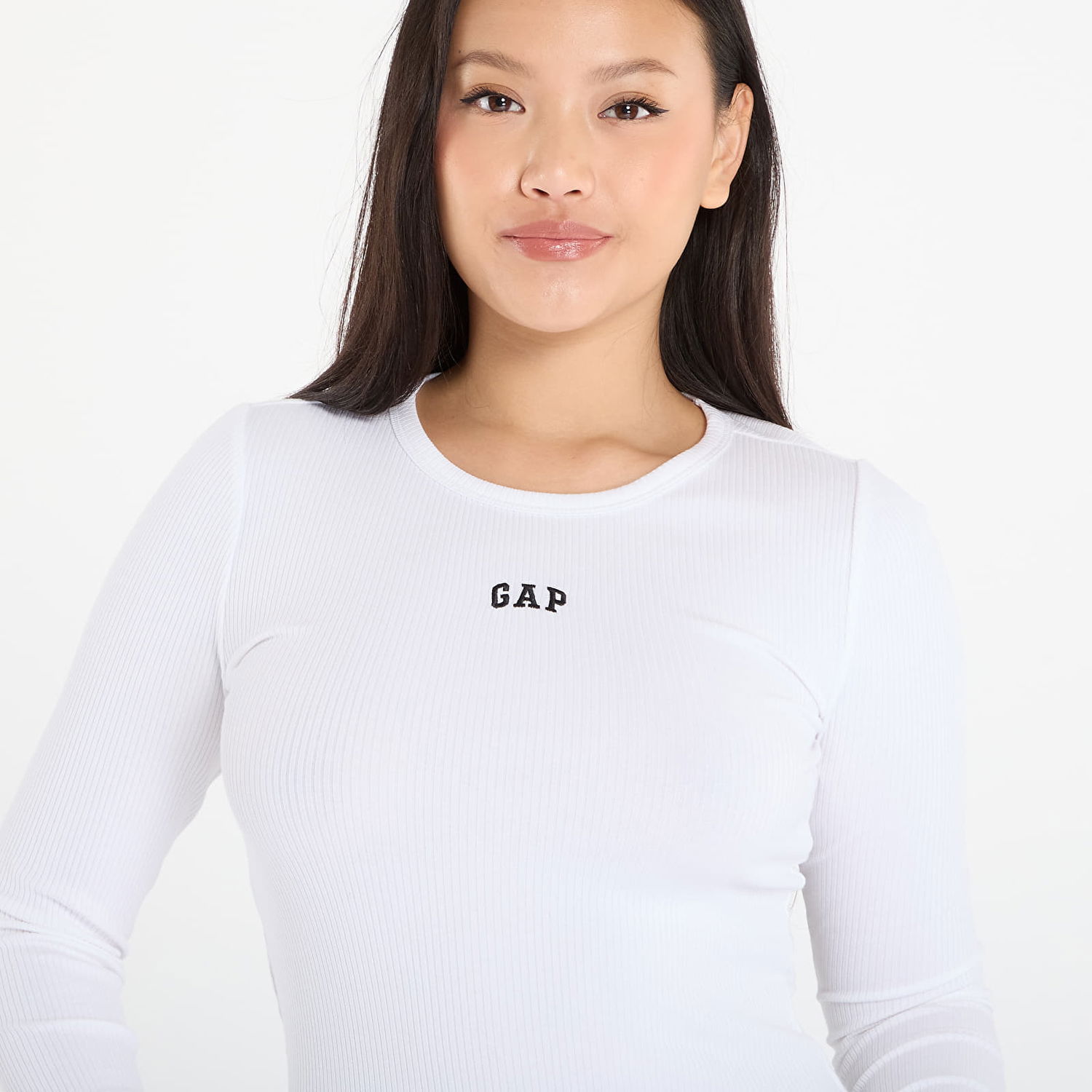Тениска GAP Long Sleeve Ribbed Logo Top Бяло | 805668-00, 1