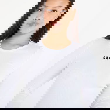 Тениска GAP Long Sleeve Ribbed Logo Top Бяло | 805668-00, 1