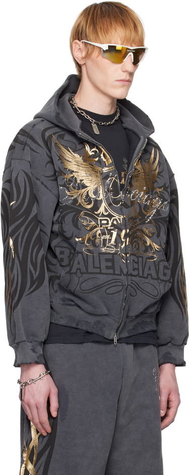 Суитчър Balenciaga Balenciaga Tacky Gold Zip Hoodie Сиво | 803264TRVR6, 1