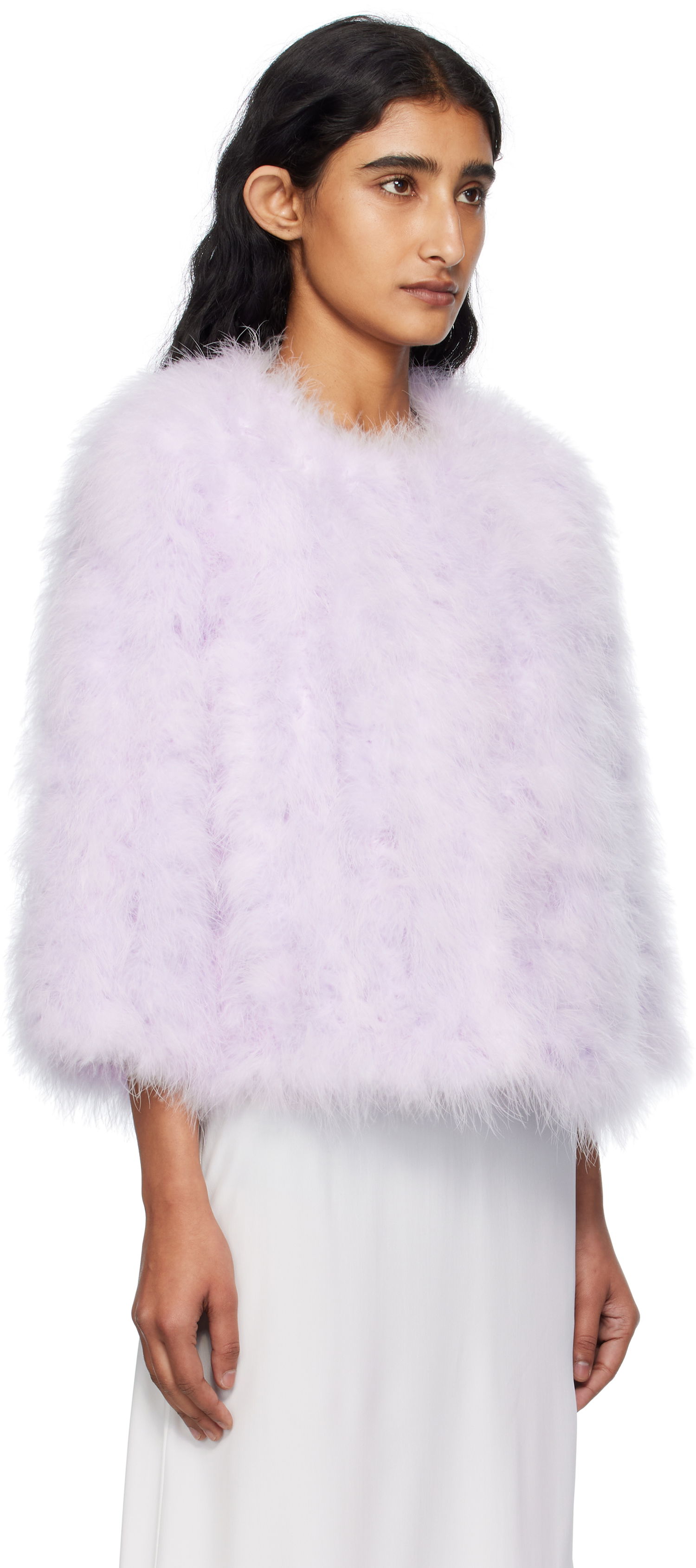 Яке Yves Salomon Yves Salomon Short Feather Jacket Лилаво | 26W23WAV15454PLUX, 1