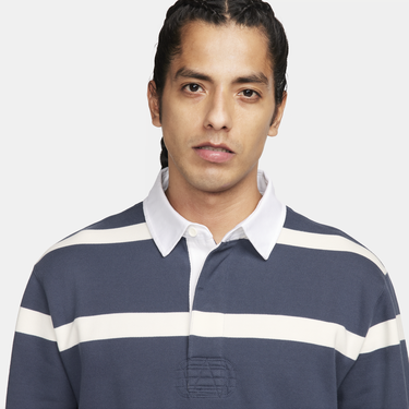 Поло тениска Nike Life Striped Heavyweight Rugby Shirt Тъмно синьо | FN3122-437, 2