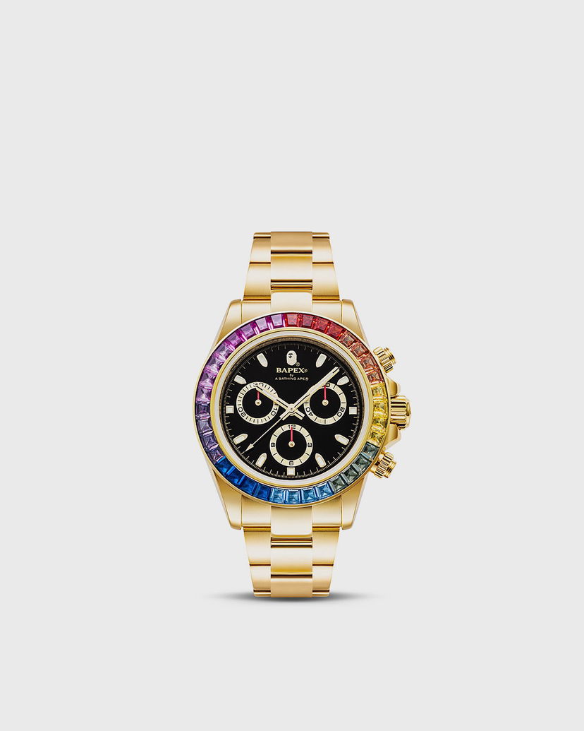 Часовник BAPE TYPE 4 BAPEX CRYSTAL STONE GOLD Металик | 001WHJ301016IGLD