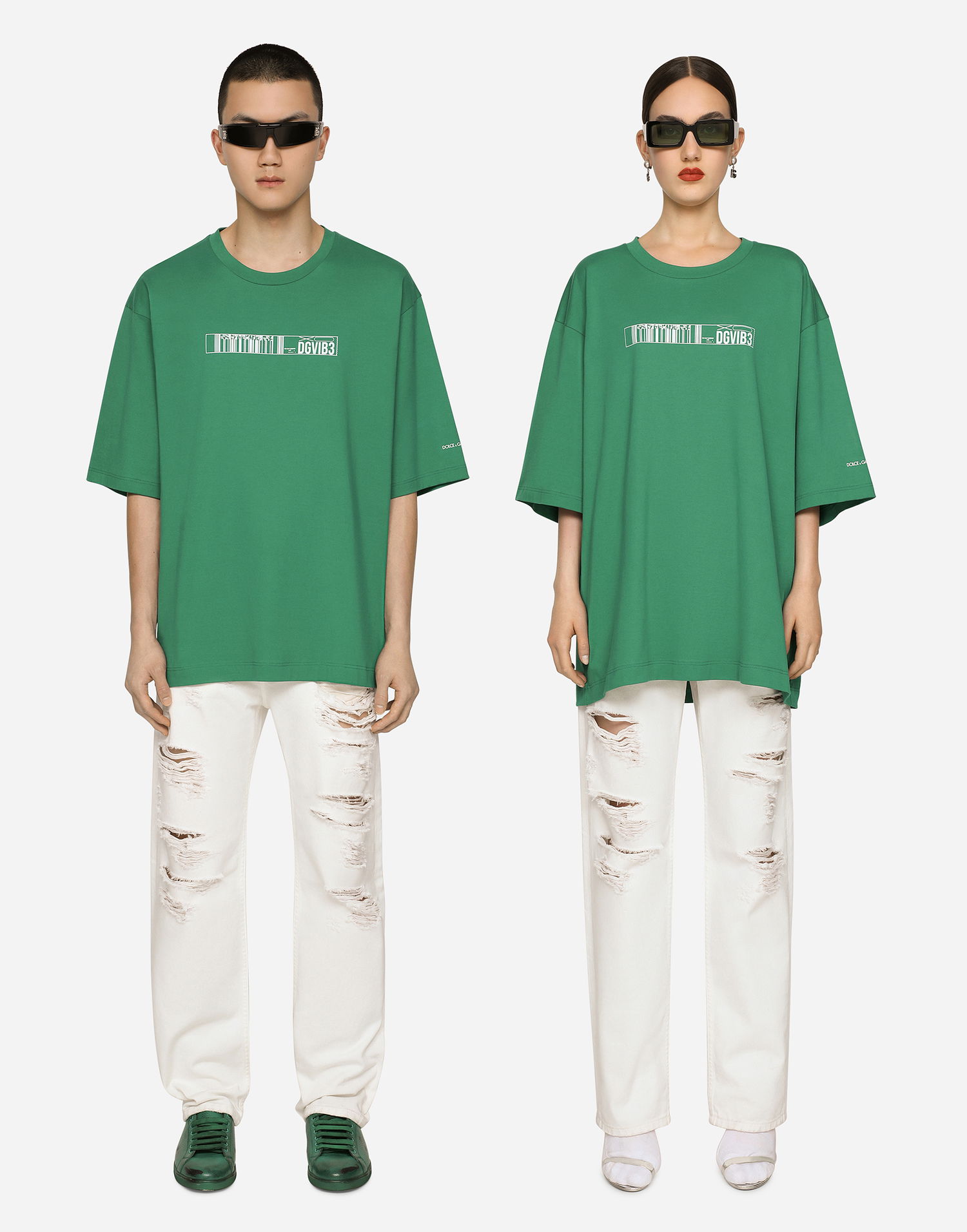 Тениска Dolce & Gabbana Cotton Jersey T-shirt With Dgvib3 Print Зелено | F8U94TG7K3DV0403, 1