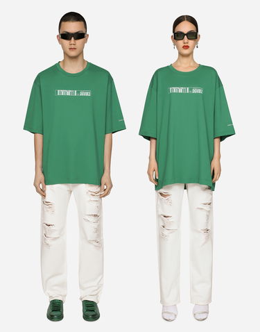 Тениска Dolce & Gabbana Cotton Jersey T-shirt With Dgvib3 Print Зелено | F8U94TG7K3DV0403, 1