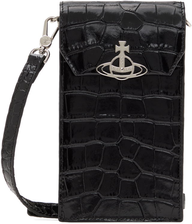 Black Crocodile Phone Pouch