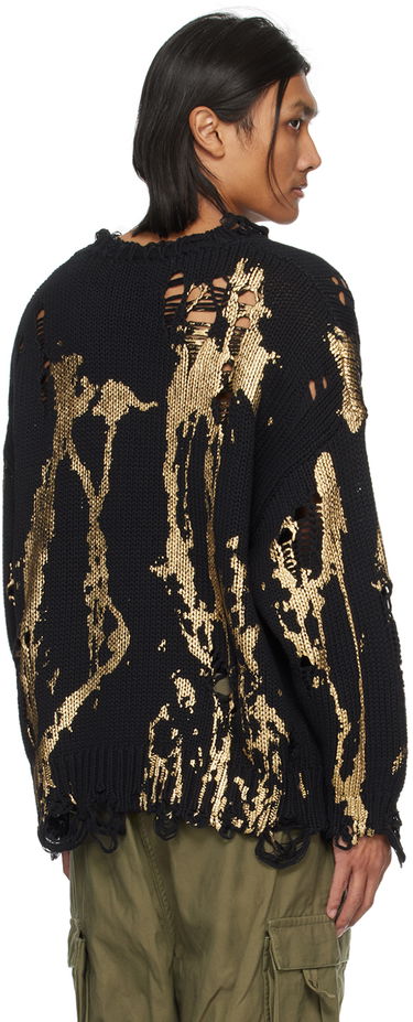 Пуловер R13 R13 Printed Distressed Sweater Черно | R13WY197-Y126B, 2