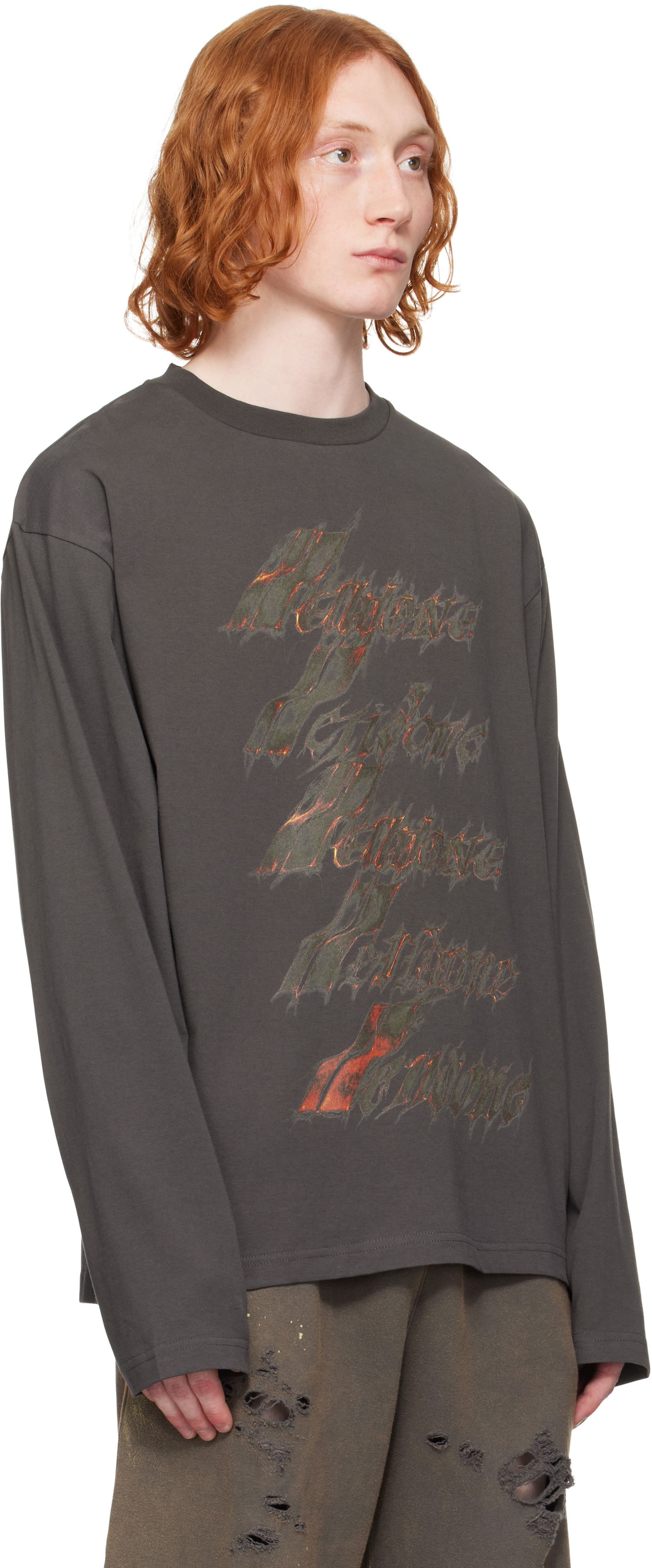 Тениска We11done We11done Spark Logo Long Sleeve T-Shirt Сиво | WD-TT0-25-752-U-CH, 1